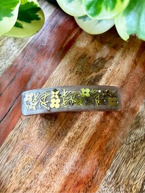 Louis Vuitton Vintage Thick Resin Monogram Flower Inclusion Hair Barrette